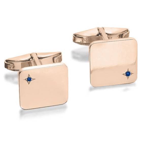 0.02ct Mens Round Blue Sapphire Cufflinks