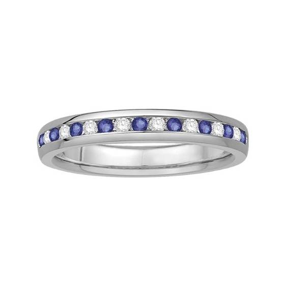 0.25ct VS/E-F 3mm Blue Sapphire and Natural Diamond Eternity Ring