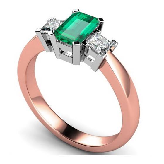 Emerald and Diamond Trilogy Ring