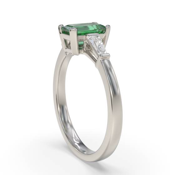 Emerald and Baguette Diamond Trilogy Ring
