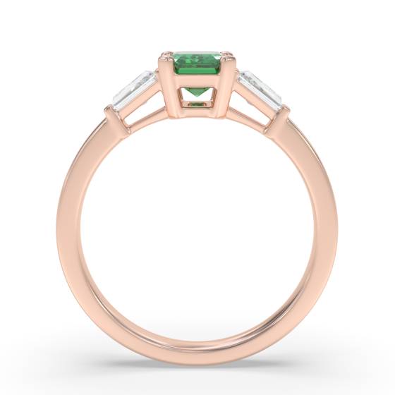 Emerald and Baguette Diamond Trilogy Ring
