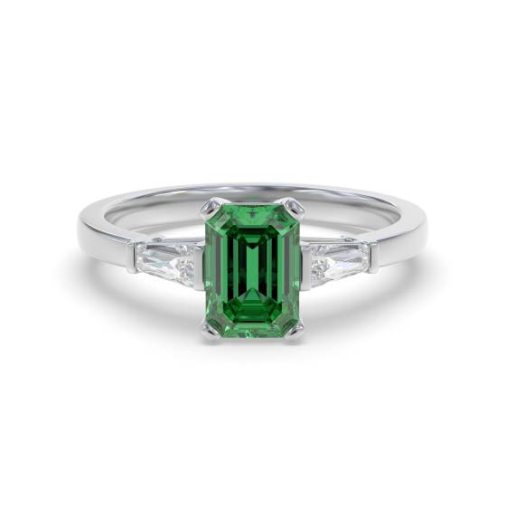 Emerald and Baguette Diamond Trilogy Ring
