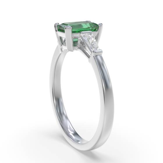 Emerald and Baguette Diamond Trilogy Ring
