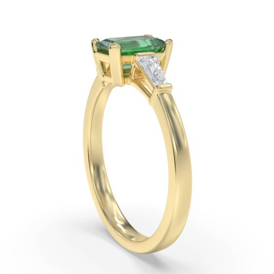 Emerald and Baguette Diamond Trilogy Ring
