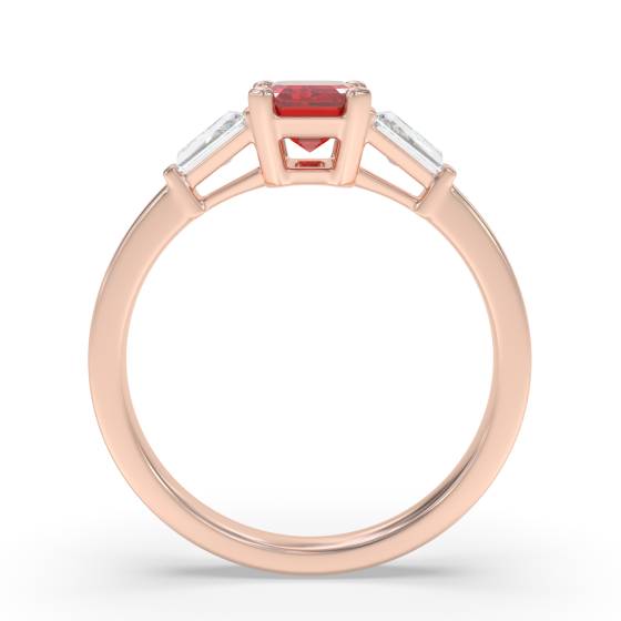 Emerald Cut Ruby Gemstone Diamond Ring