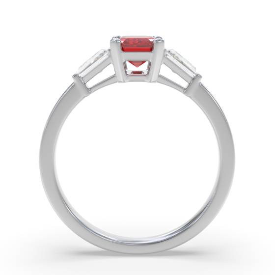 Emerald Cut Ruby Gemstone Diamond Ring