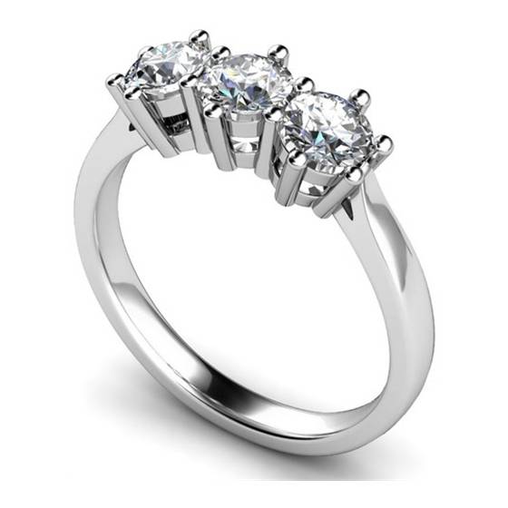 1.14ct I1/F Round Natural Diamond Trilogy Ring