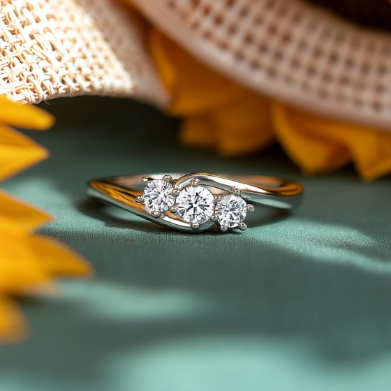 Crossover Round Diamond Trilogy Ring