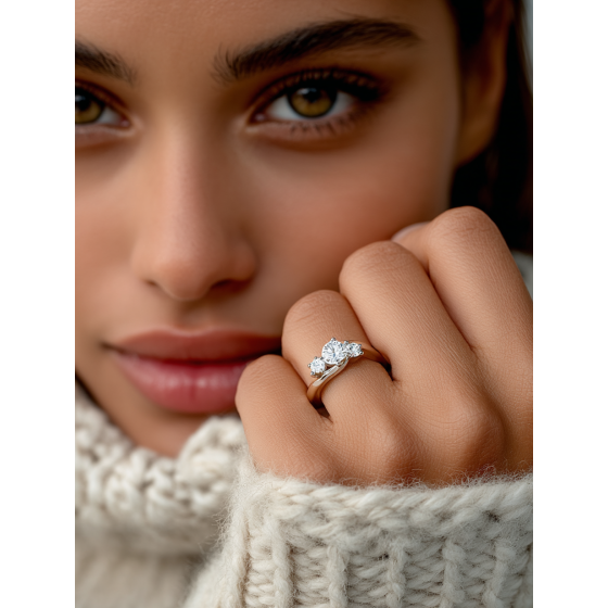 Crossover Round Diamond Trilogy Ring