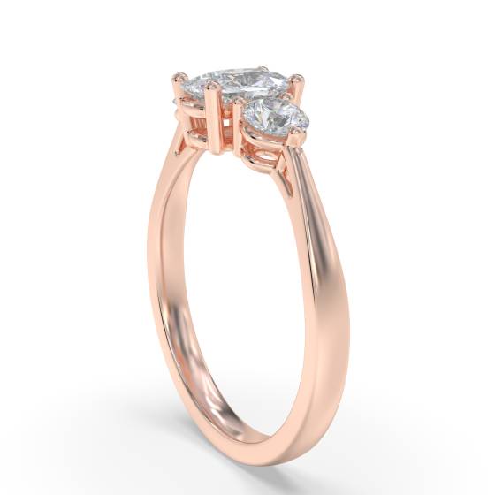 Classic Cushion And Round Diamond Trilogy Ring