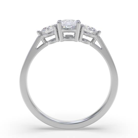 Classic Cushion And Round Diamond Trilogy Ring