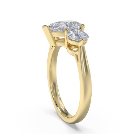 Stylish Pear and Round Diamond Trilogy Ring