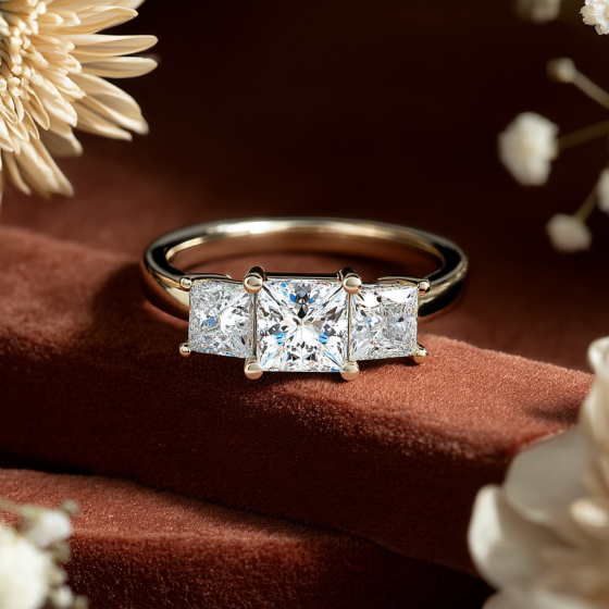 Traditional Princess Diamond Trilogy Ring