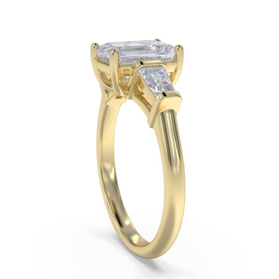 Unique Emerald & Baguette Diamond Trilogy Ring