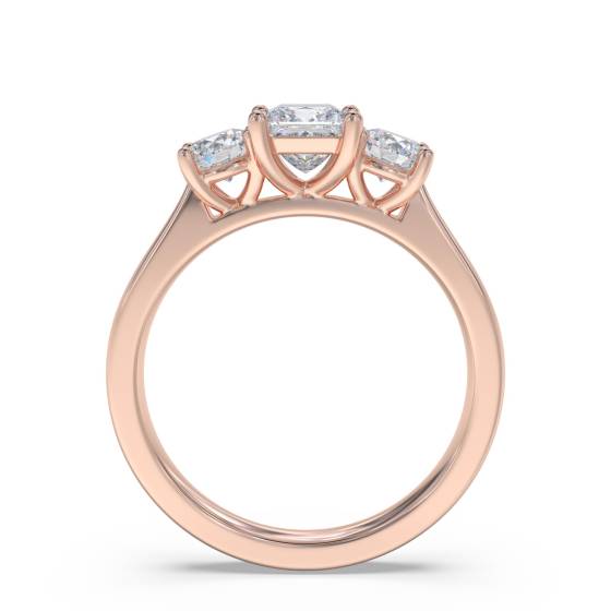 Stylish Princess & Round Diamond Trilogy Ring