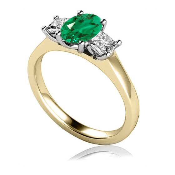 Emerald and Diamond Trilogy Ring
