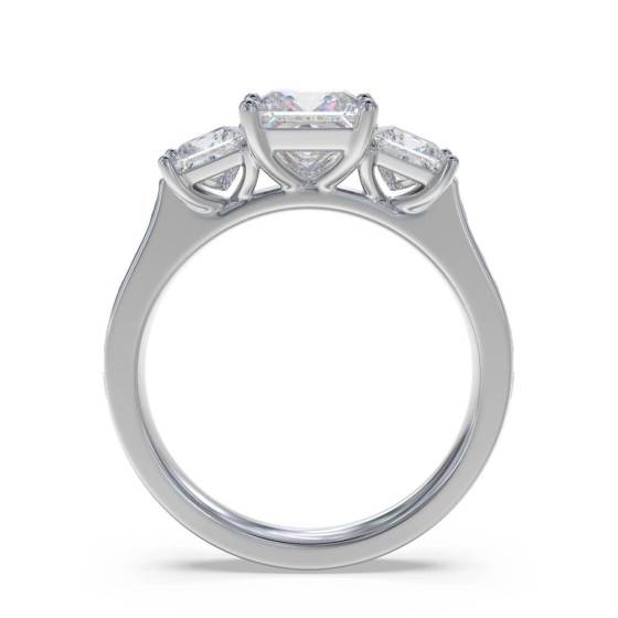 0.75ct SI2/G Princess Natural Diamond Trilogy Ring