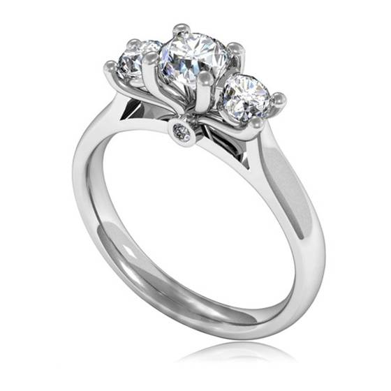0.77ct SI/F-G Round Natural Diamond Trilogy Ring
