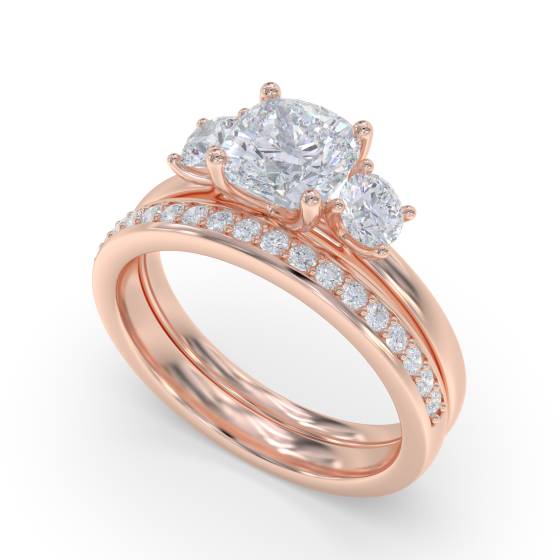 Classic Cushion & Round Diamond Trilogy Ring