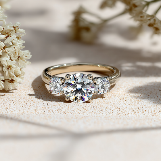 Unique Loop Round Diamond Trilogy Ring