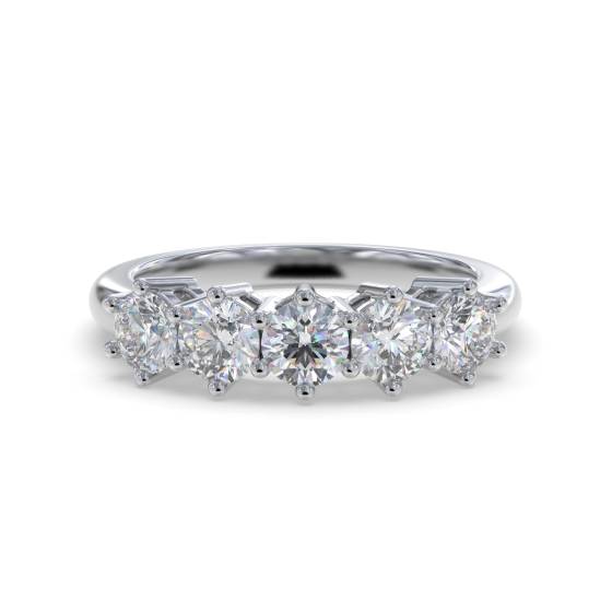 0.94ct VS/F-G Round Natural Diamond 5 Stone Ring