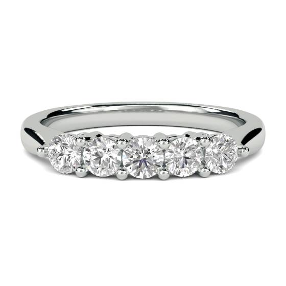 0.75ct VS2/F Round Cut Natural Diamond 5 Stone Ring