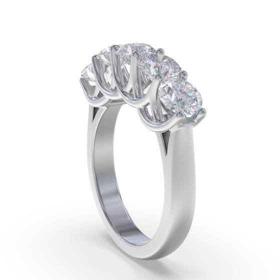 1.00ct VS2/G 5 Stone Round Labgrown Diamond Half Eternity Ring