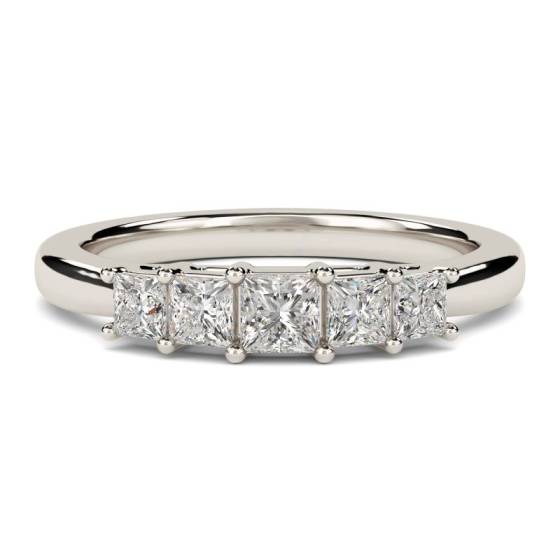1.00ct I1/G Princess Cut Natural Diamond 5 Stone Ring