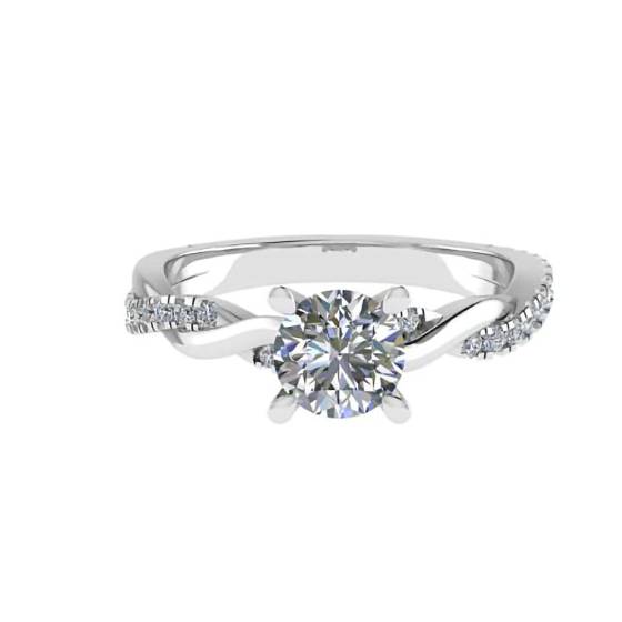 1.00ct VVS2/G Round Natural Diamond Shoulder Set Ring