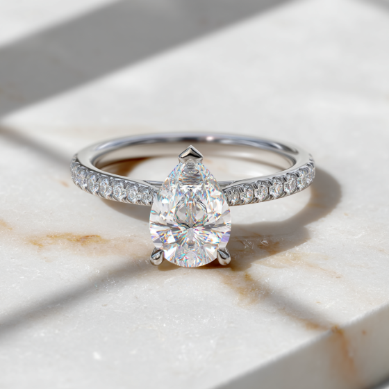 Pear Diamond Shoulder Set Ring