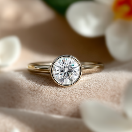 Round Diamond Bezel Set Solitaire Ring