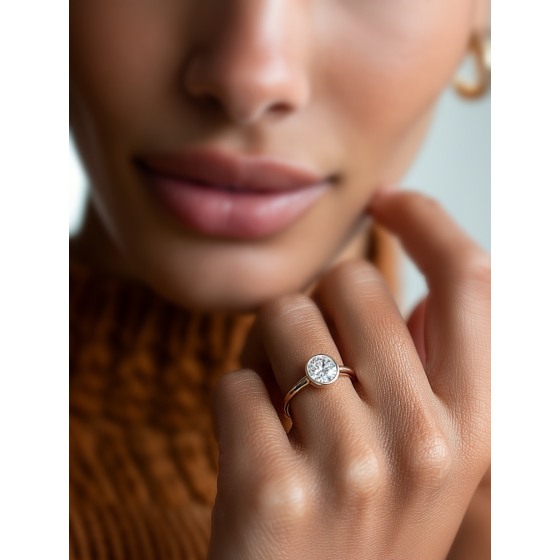 Round Diamond Bezel Set Solitaire Ring