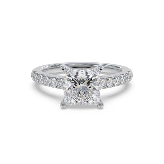 Princess Diamond Shoulder Set Ring