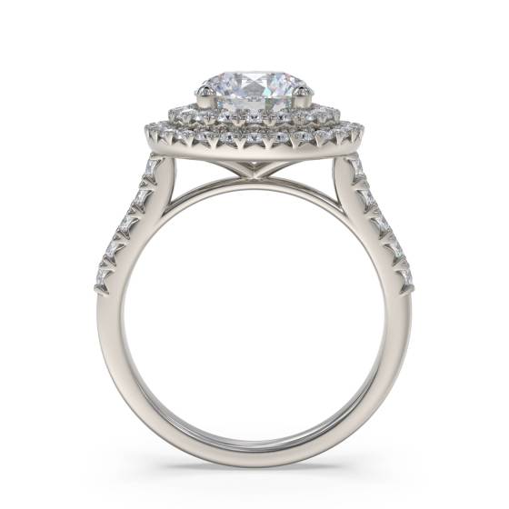 Round Diamond Double Halo Shoulder Set Ring