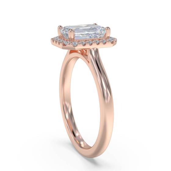 Emerald Diamond Single Halo Ring