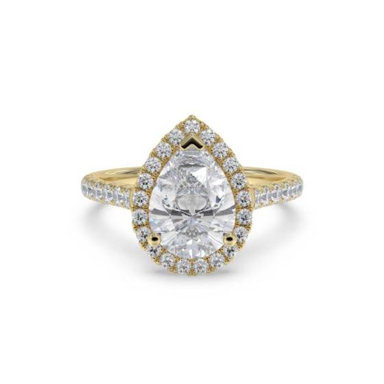 GIA Certified 1.10ct SI1/D Pear Diamond Single Halo Shoulder Set Ring