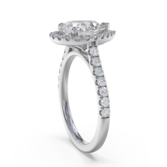 Pear Diamond Single Halo Shoulder Set Ring