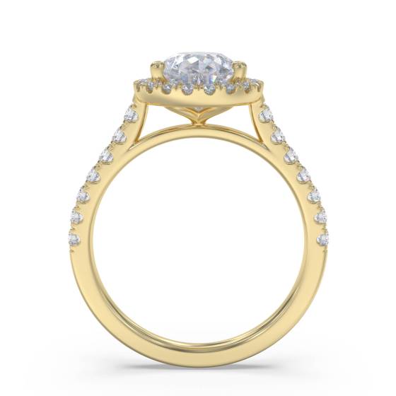 Pear Diamond Single Halo Shoulder Set Ring