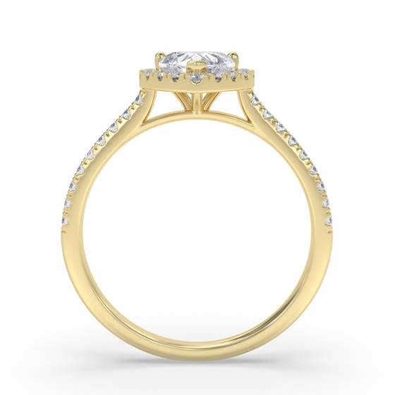 Heart Diamond Single Halo Shoulder Set Ring
