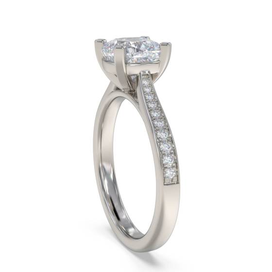 Cushion Diamond Shoulder Set Ring