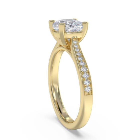 Cushion Diamond Shoulder Set Ring