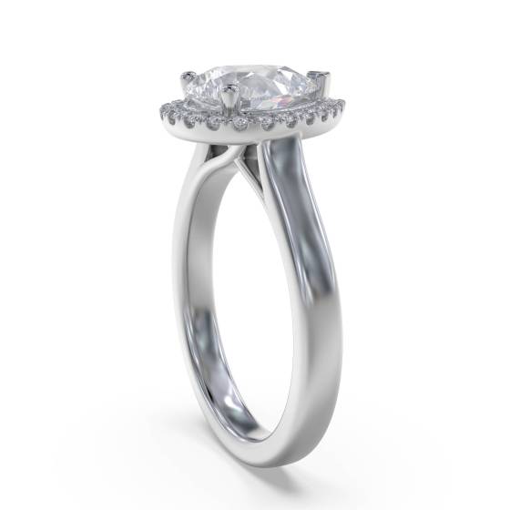 Pear Diamond Single Halo Ring