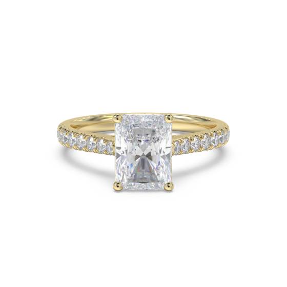 3.57ct VVS2/D Radiant Cut Labgrown Diamond Shoulder Set Ring
