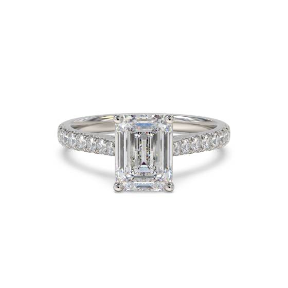 Emerald Diamond Shoulder Set Ring