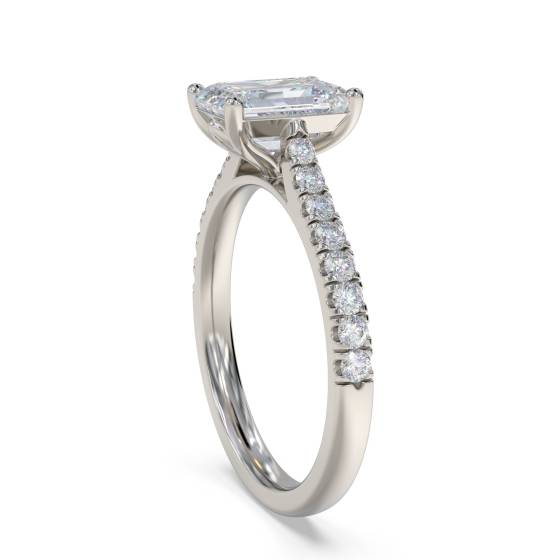 Emerald Diamond Shoulder Set Ring