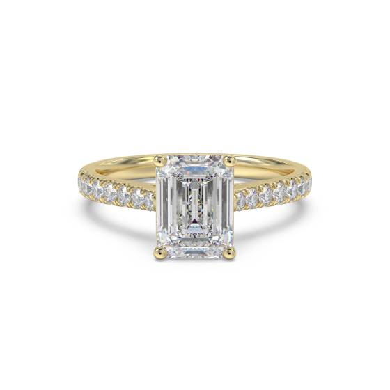 Emerald Diamond Shoulder Set Ring