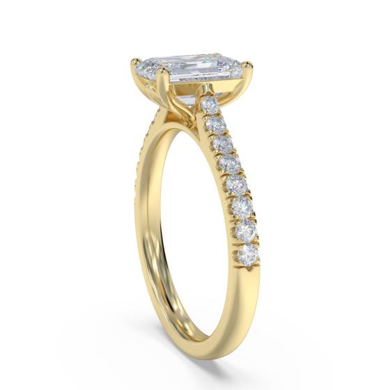 Emerald Diamond Shoulder Set Ring