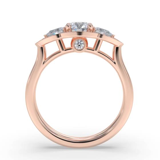 Round Diamond Bezel Set Designer Ring