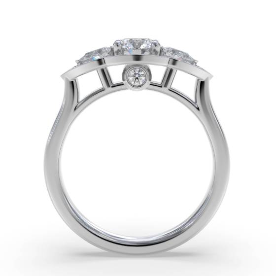 Round Diamond Bezel Set Designer Ring
