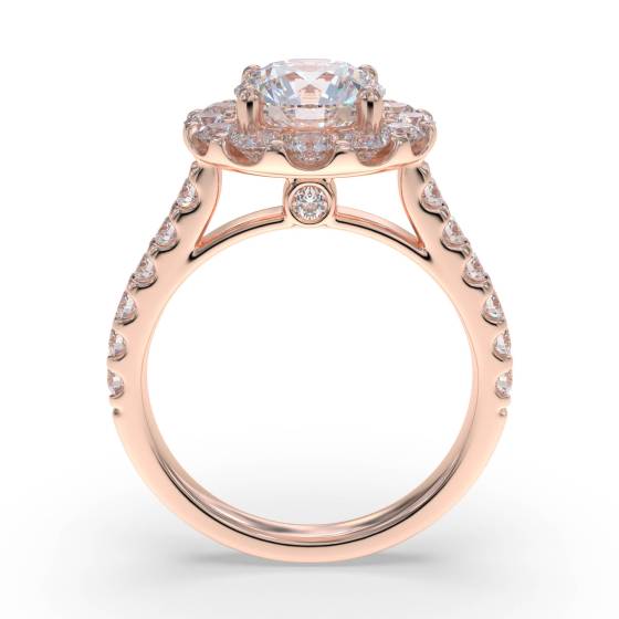 Round Diamond Single Halo Shoulder Set Ring